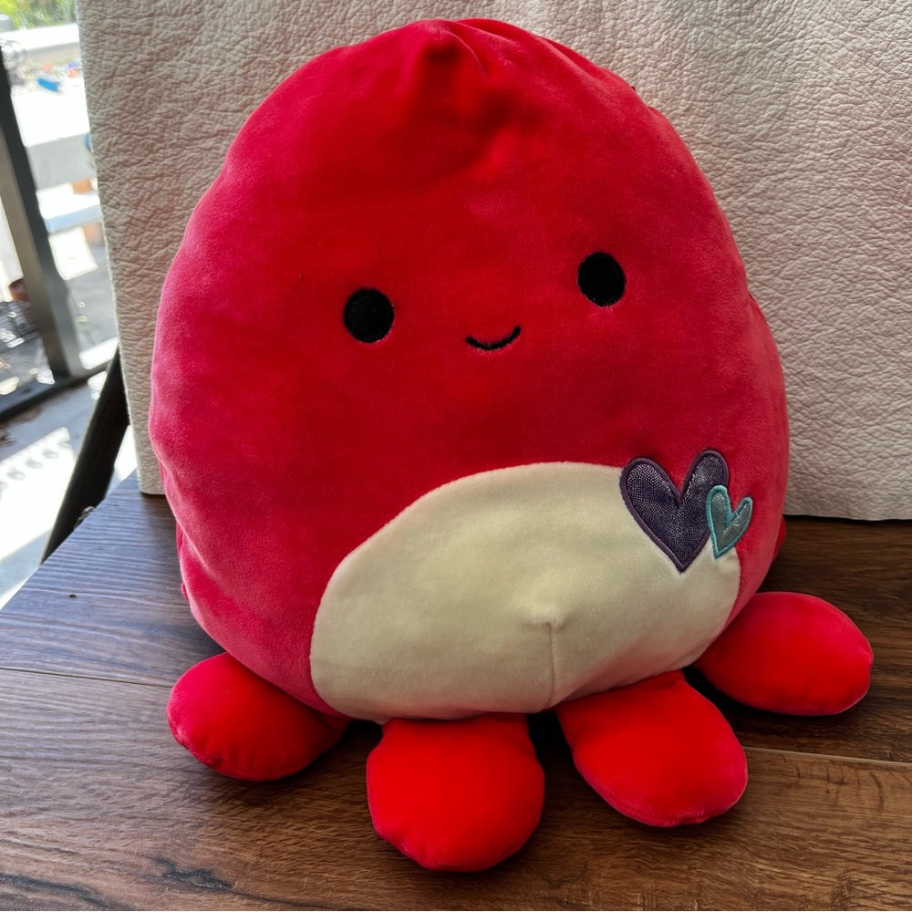 Squishmallows Veronica Valentine 12” red with hearts embroidered front.